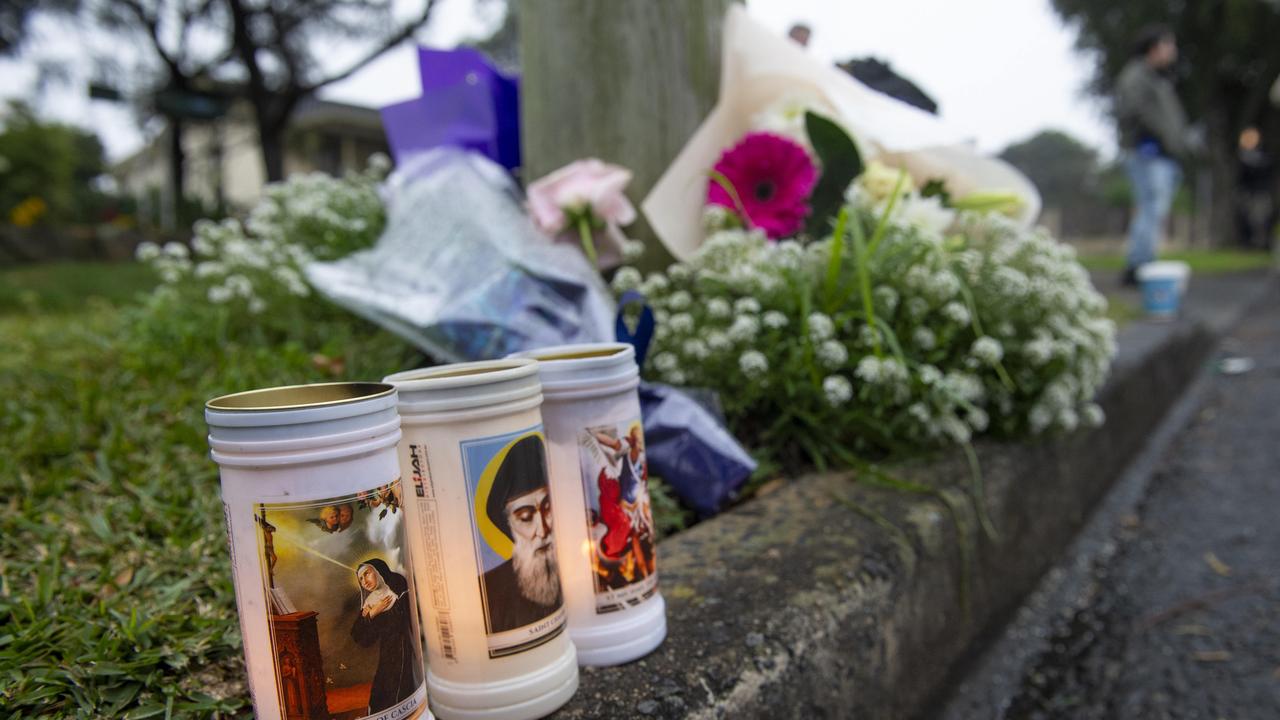 Tributes were left at the property on Monday. Picture: NewsWire / Jeremy Piper