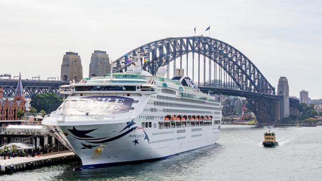 The P&amp;O Pacific Explorer in Sydney Harbour. Picture: P&amp;O