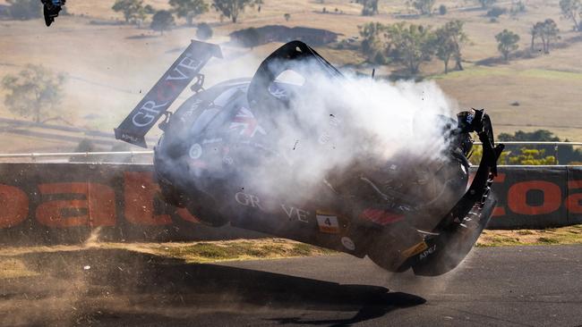 Stephen Grove crashed heavily in his Mercedes. Photo: Daniel Kalisz/Getty Images