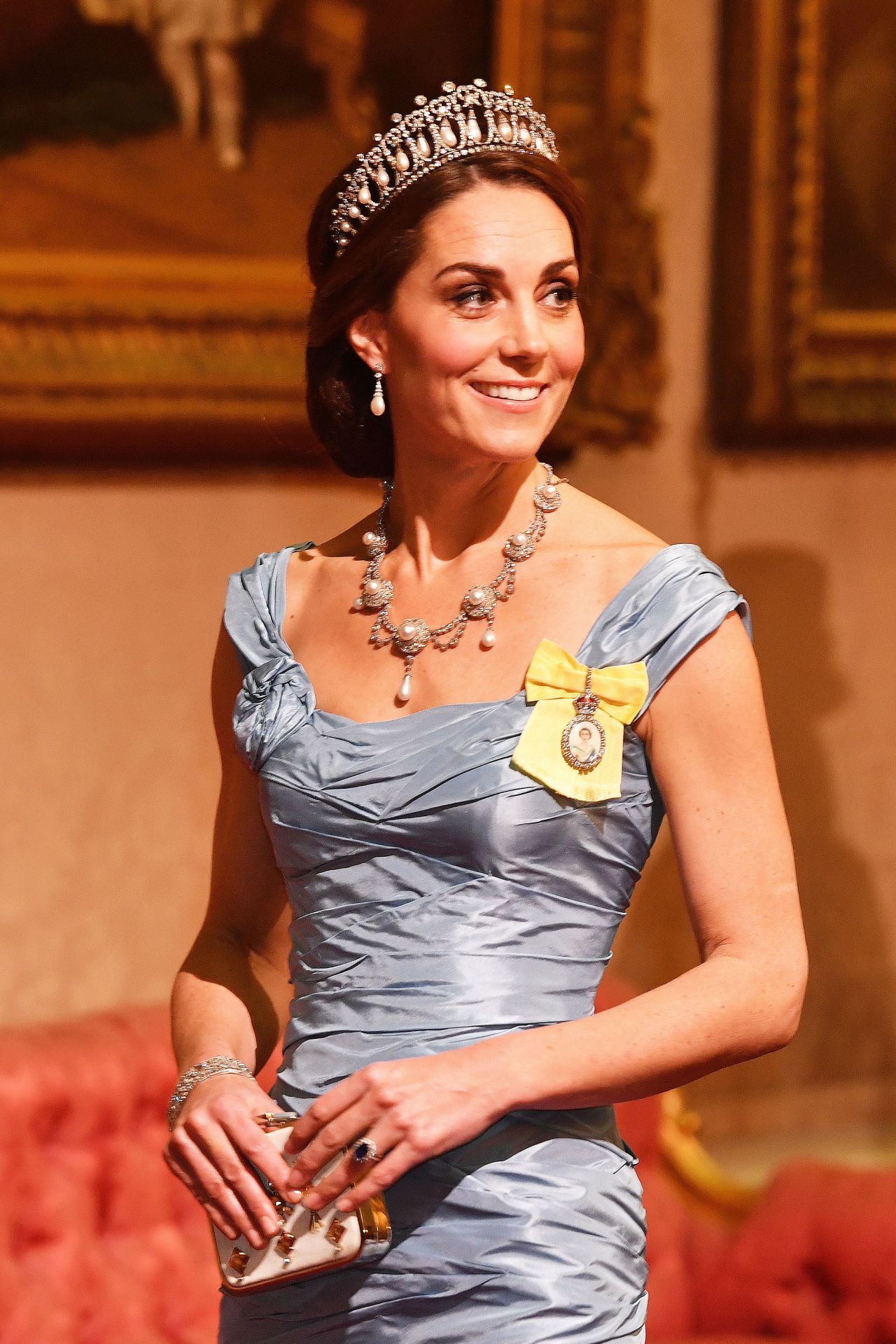 <h3>Royal Family Order brooch</h3><p>While it&rsquo;s been said that Kate first wore the Royal Family Order brooch to a Diplomatic Reception just last year, the State Banquet at Buckingham Palace she attended in October 2018 was the first time she was photographed wearing it. &ldquo;I can confirm that Her Majesty awarded The Duchess of Cambridge with the Order in 2017,&rdquo; a spokesman for Kensington Palace told <a href="https://www.vanityfair.com/style/2018/10/kate-middleton-royal-family-order" target="_blank" rel="noopener"><em>Vanity Fair</em></a> of the diamond-encrusted brooch complete with a small painting of the Monarch, which also happens to be the greatest honour the Queen can give to a female member of the royal family.</p>