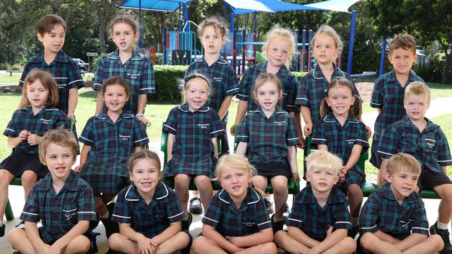 My First Year: Mudgeeraba Creek State School Prep P. Front row: Alexander, Olivia, Lyla, Elliot, Alfred. Middle row: Georgia, Lola, Lily, Frankie, Bridgette, Lachlan. Back row: Sebastian, Chloe, Juno, Zephyr, Asher, Jakiem. Picture Glenn Hampson. ,