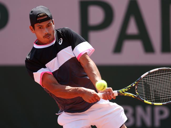 Jason Kubler on court at the French Open. Picture: Julian Finney/Getty Images