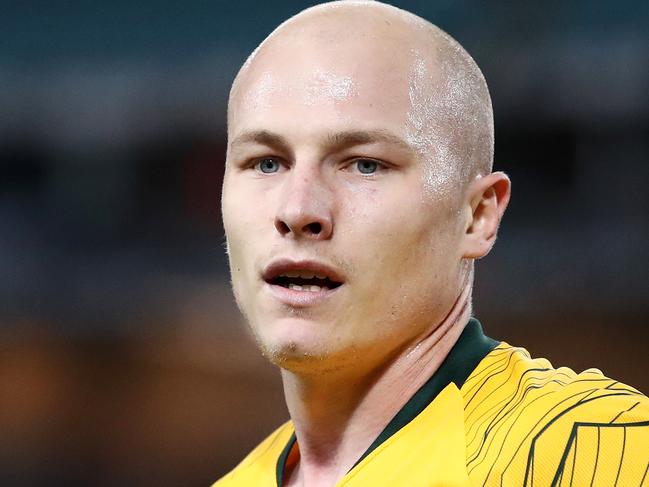 SYDNEY, AUSTRALIA - NOVEMBER 20: Aaron Mooy of Australia looks on during the International Friendly Match between the Australian Socceroos and Lebanon at ANZ Stadium on November 20, 2018 in Sydney, Australia. (Photo by Cameron Spencer/Getty Images)