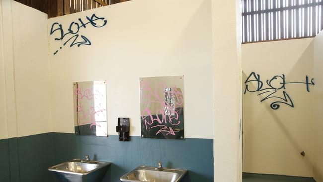 The vandals tagged the mirrors. Picture: Alan Barber