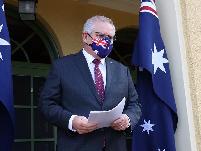 Prime Minister Scott Morrison addresses the media at a press conference at The Lodge on July 22. Picture: NCA NewsWire / Gary Ramage