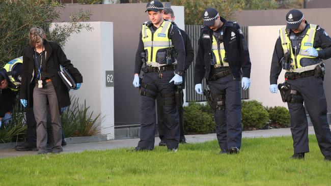 The investigation continues as police remain at the crime scene in Ascot Vale. Picture: David Crosling