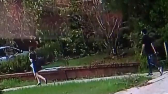 CCTV footage shows the alleged stalker following the woman. Picture: 7 News