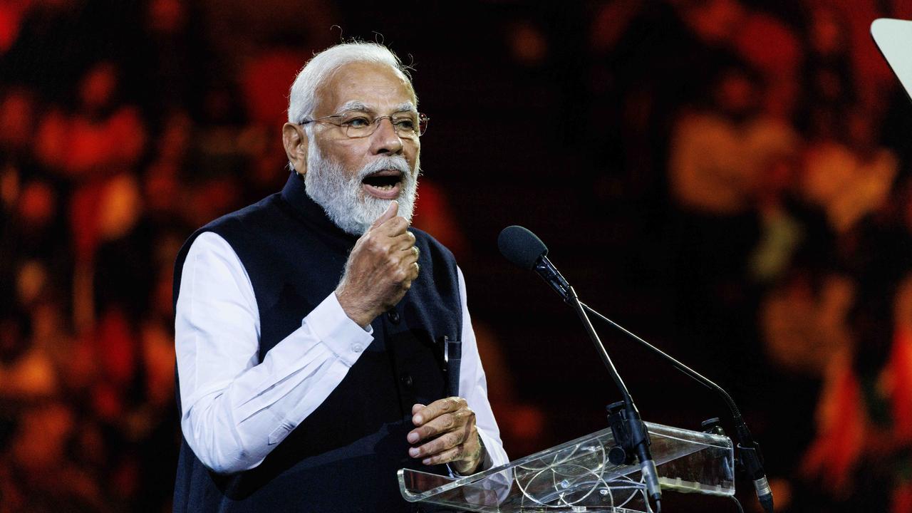 More than 21,000 fans attended the Indian Cultural and community event at Sydney Olympic Park to welcome the Mr Modi to Australia. Picture: NCA NewsWire / David Swift