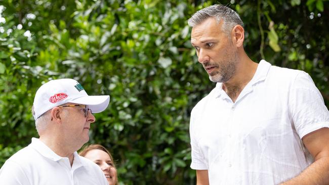 Australian Prime Minister Anthony Albanese on the campaign trail in Queensland with Labor candidate for Leichhardt Matt Smith, pictured on Green Island. Picture: Jason Edwards / NewsWire