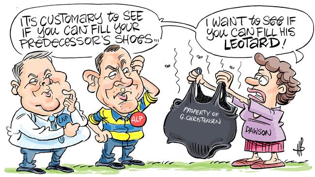 Cartoonist Harry Bruce takes a look at the LNP and Labor vying to replace George Christensen in Dawson.