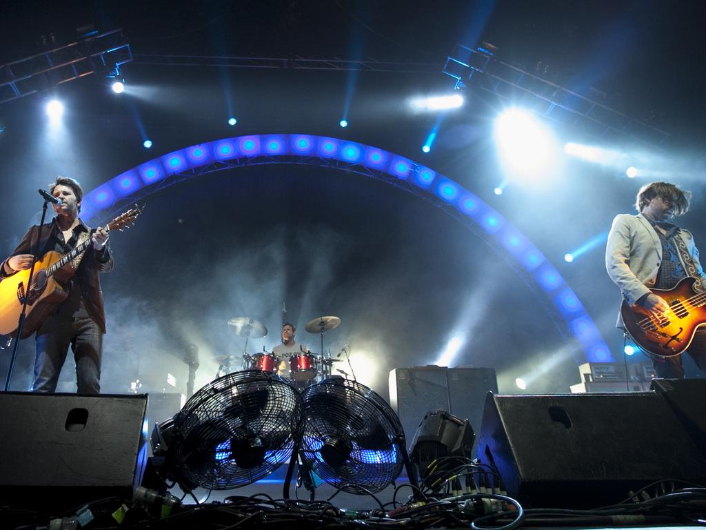 We all miss this right? Powderfinger perform on stage in their last ever live arena concert at ACER Arena, Olympic Park, Homebush, Sydney.