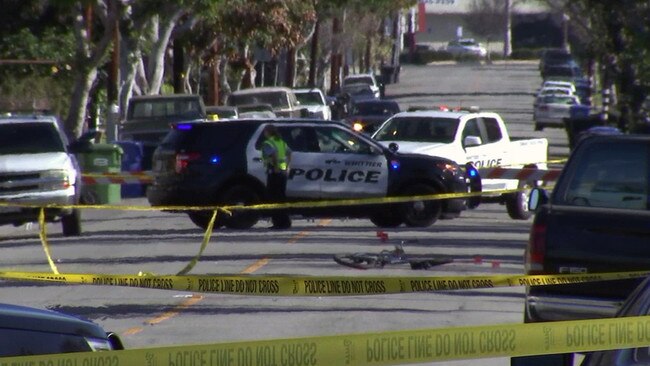 The crash site in Los Angeles where cyclist Agustin Rodriguez Jr died in January 2017. Picture: KABC