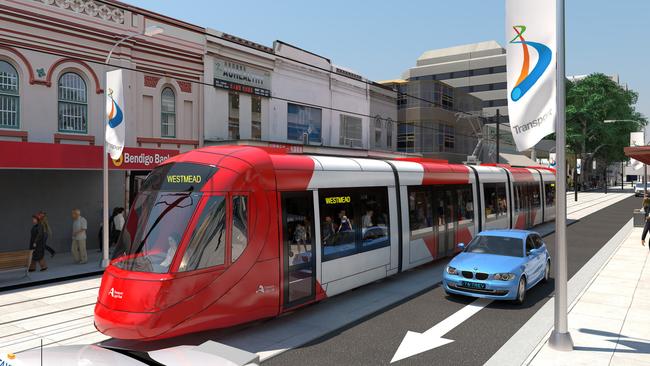 Artist's impression of the light rail in Parramatta CBD. Supplied.