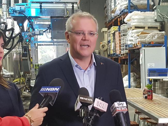 Prime Minister Scott Morrison discussing the review into religious freedom at a press conference today. Picture: Fiona Killman