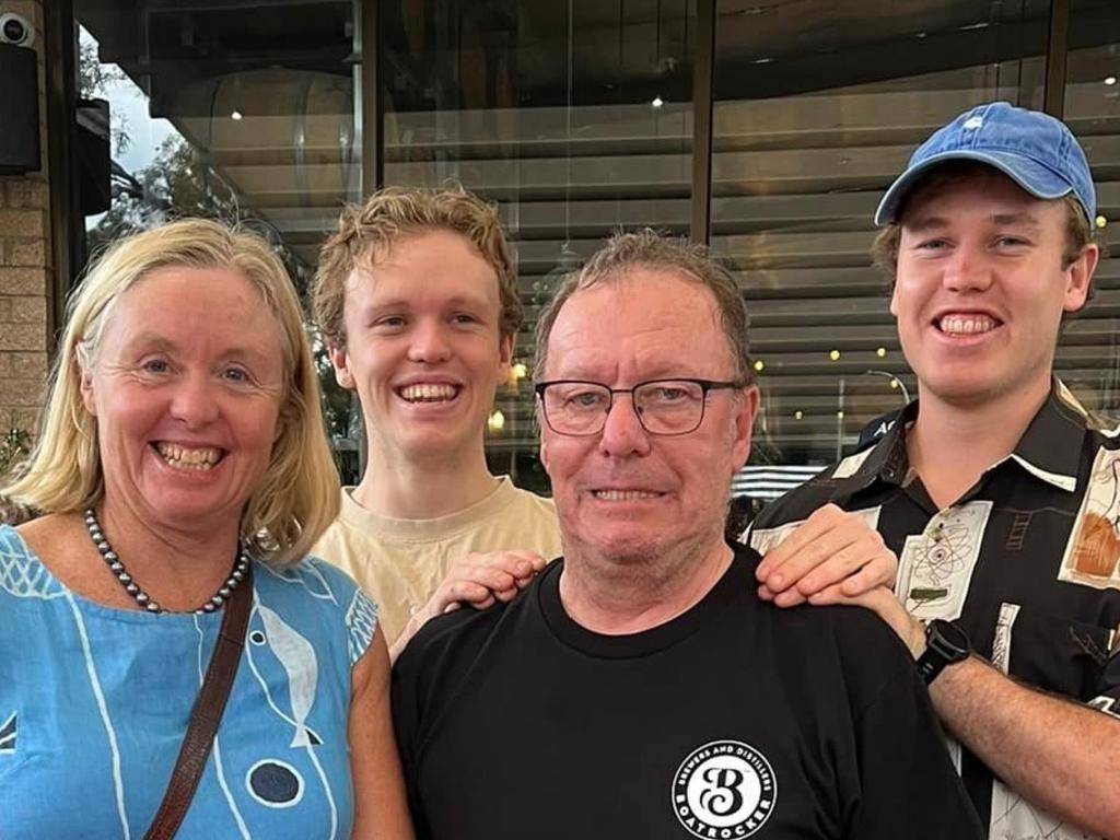 Angus Catt (right) with his parents Sally and Jim, and his brother Will. Picture: Supplied.