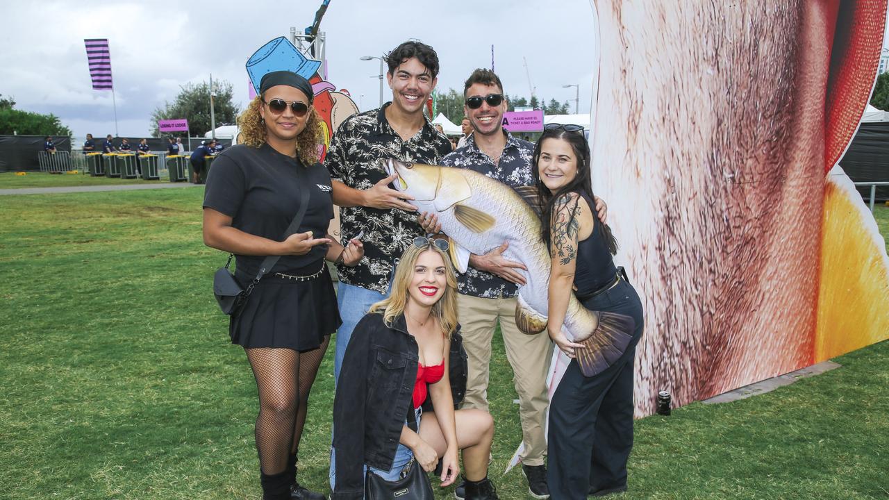 Hayley , Lillian , Jordan, Uriah and Chloe at the Out 2 Lunch festival on the Coolangatta beachfront. Picture: Glenn Campbell