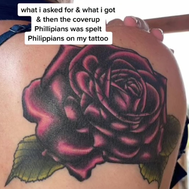 Liberty has now covered her original tattoo with a design of a rose. Picture: TikTok