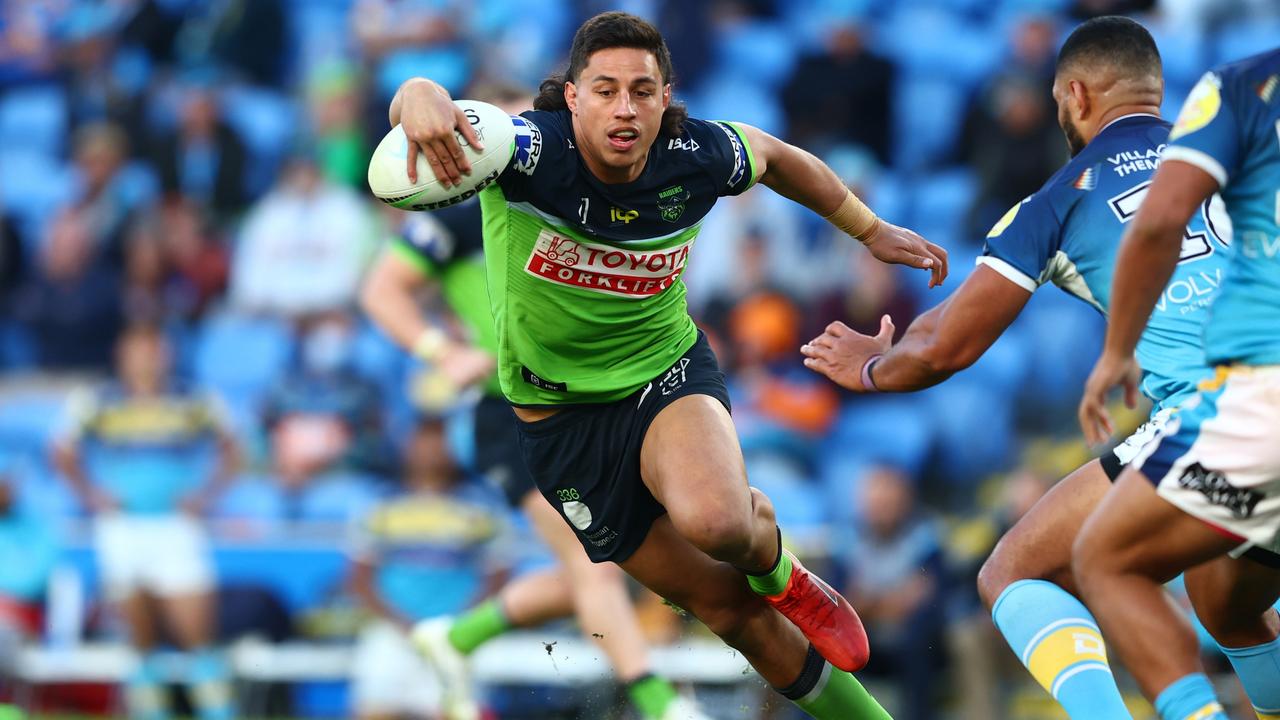 Joseph Tapine on the charge against Gold Coast Titans. (Photo by Chris Hyde/Getty Images)