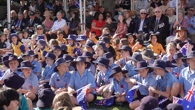 A huge crowd was on hand for the main Coffs Harbour ceremony on Monday morning. Picture: Chris Knight