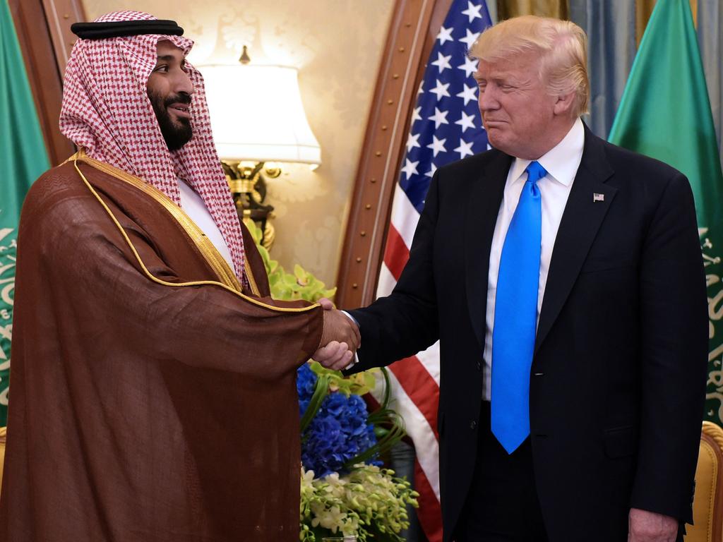 US President Donald Trump (R) and Saudi Deputy Crown Prince Salman al-Saud. Mike Pompeo says the US is not covering up the murder of Khashoggi. Picture: AFP