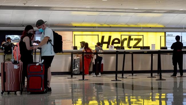 Hertz charged American customers hundreds of dollars for returning Tesla cars with no petrol in the fuel tank. Picture: Joe Raedle/Getty Images/AFP