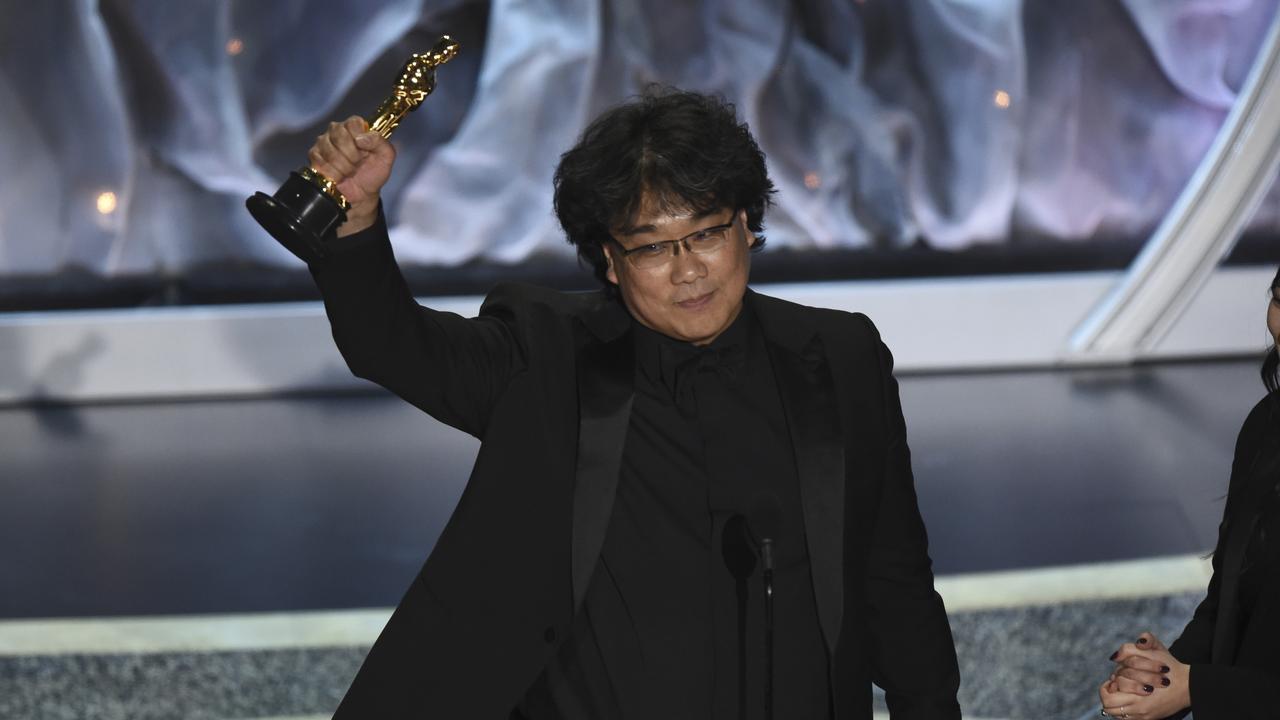 Best International Feature Film: <i>Parasite</i>, from South Korea. Director Bong Joon Ho accepts the award. Picture: AP