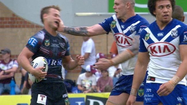 Daly Cherry-Evans gets slapped by David Klemmer.