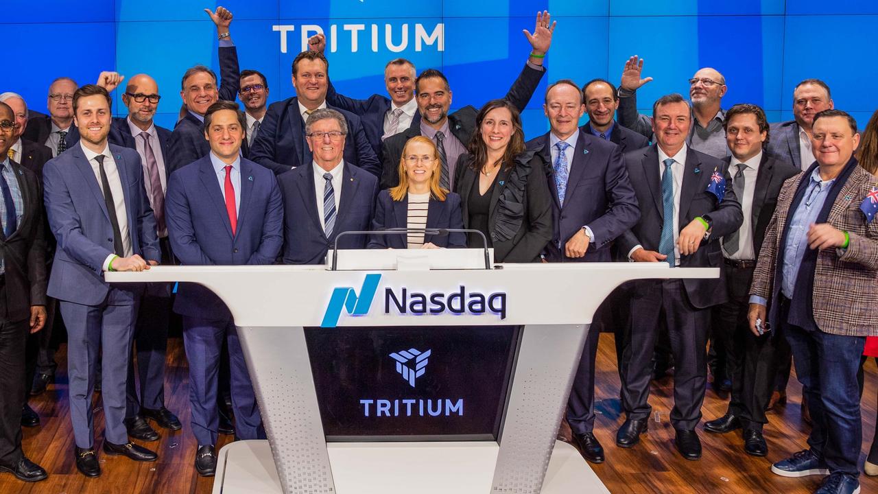 Tritium executives and board members at Nasdaq in New York.