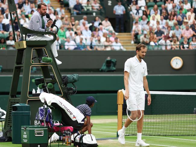 Frustration got the better of Daniil Medvedev. Picture: Charlotte Wilson/Offside/Offside via Getty Images)