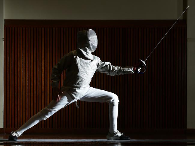 Christian trains at Mosman Viking Blades Fencing Club. Picture: Braden Fastier