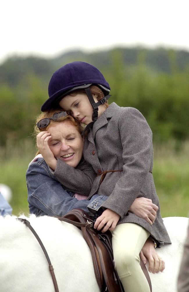 A younger Princess Eugenie with her mother at a horseshow in the south of England. Picture: Getty