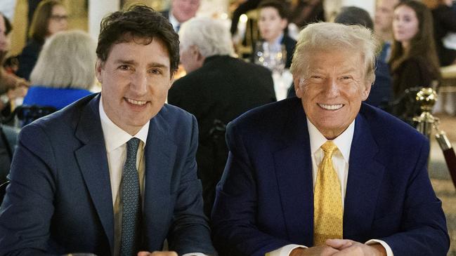 Donald Trump hosted Canadian Prime Minister Justin Trudeau at Mar-a-Lago, with the pair discussing the tariff row. Picture: X@JustinTrudeau