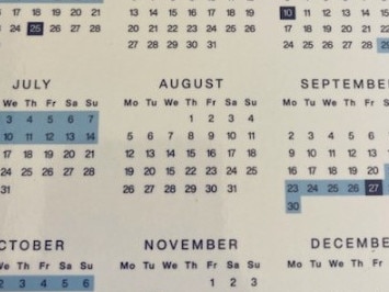 Keith Wolahan's 2024 calendar contains two August 15 dates. Picture: Supplied