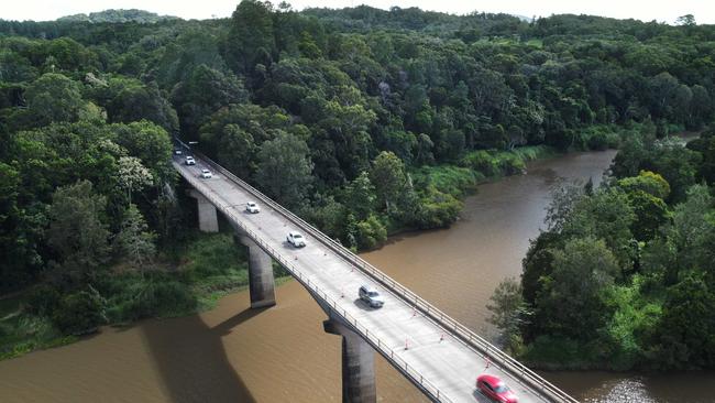 The Barron River Bridge has been studied by the Department of Transport and Main Roads since 2015 and will again be reduced to one lane. Picture: Brendan Radke