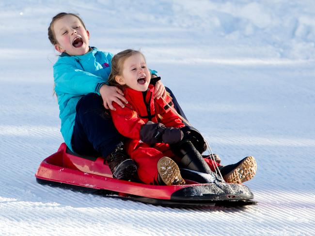 Princess Isabella and Princess Josephine have fun on their annual ski holiday in Verbier. Picture: Julian Parker/UK Press via Getty Images