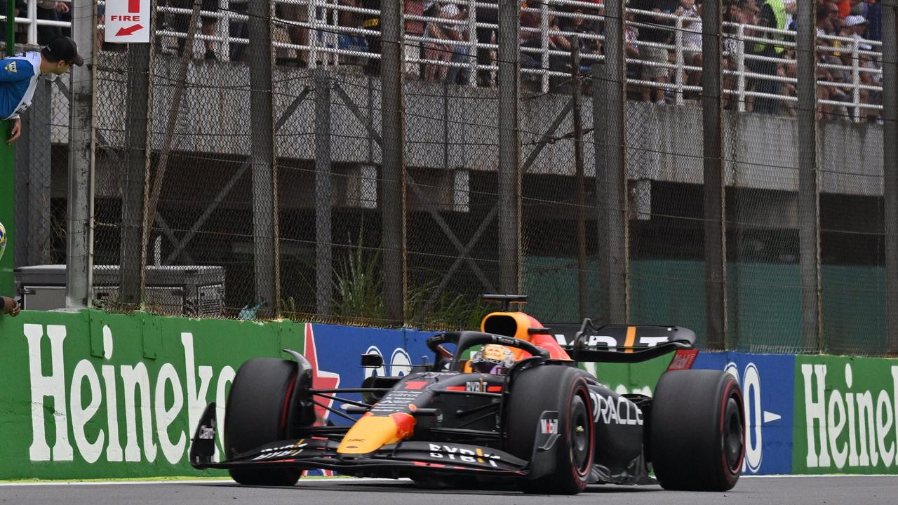 Red Bull Racing's Max Verstappen races during the Brazil Grand Prix. (Photo by NELSON ALMEIDA / AFP)