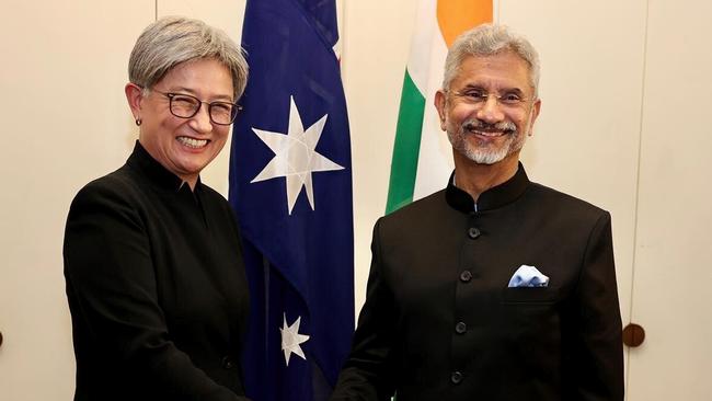 Foreign Minister Penny Wong with her Indian opposite number Subrahmanyam Jaishankar in Canberra. Picture: Twitter