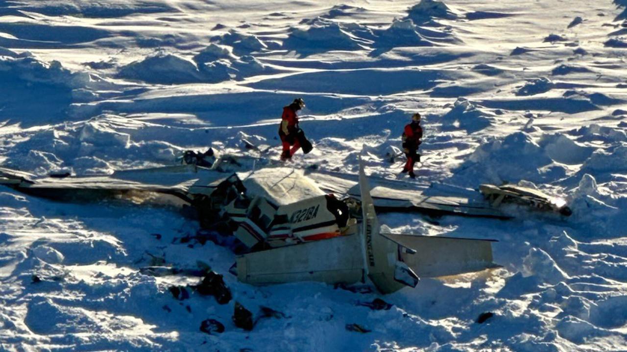 The remains of a plane reported missing February 6. Picture: US Coast Guard/AFP