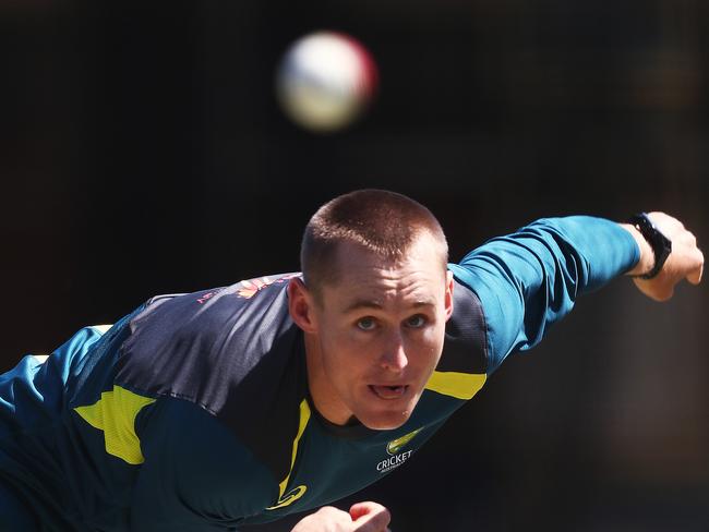 Marnus Labuschagne in action with the ball during the Australian cricket teams optional training session at the SCG ahead of the 4th Test against India. Picture. Phil Hillyard