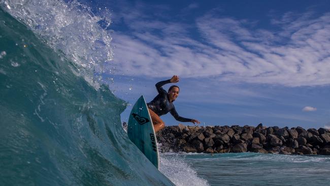 Gold Coast surfer Ellie J Brooks is the new face of Global Wave Conference 2020 and their youth ambassador for next year’s conference. Picture: Adrian Bort/Adrenaline shots