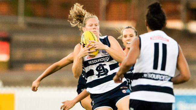 South SANFLW captain Lauren Buchanan in action earlier this season. Picture: Nick Hook