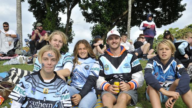 Coffs Coast league fans enjoy the atmosphere at the Cronulla Sharks v Gold Coast Titans match at C.ex Stadium Coffs Harbour. Photo: Tim Jarrett