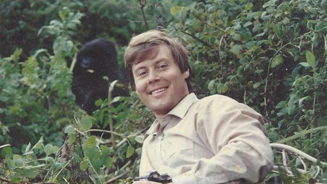 Chris Daniels with a gorilla in Rwanda in 1988.