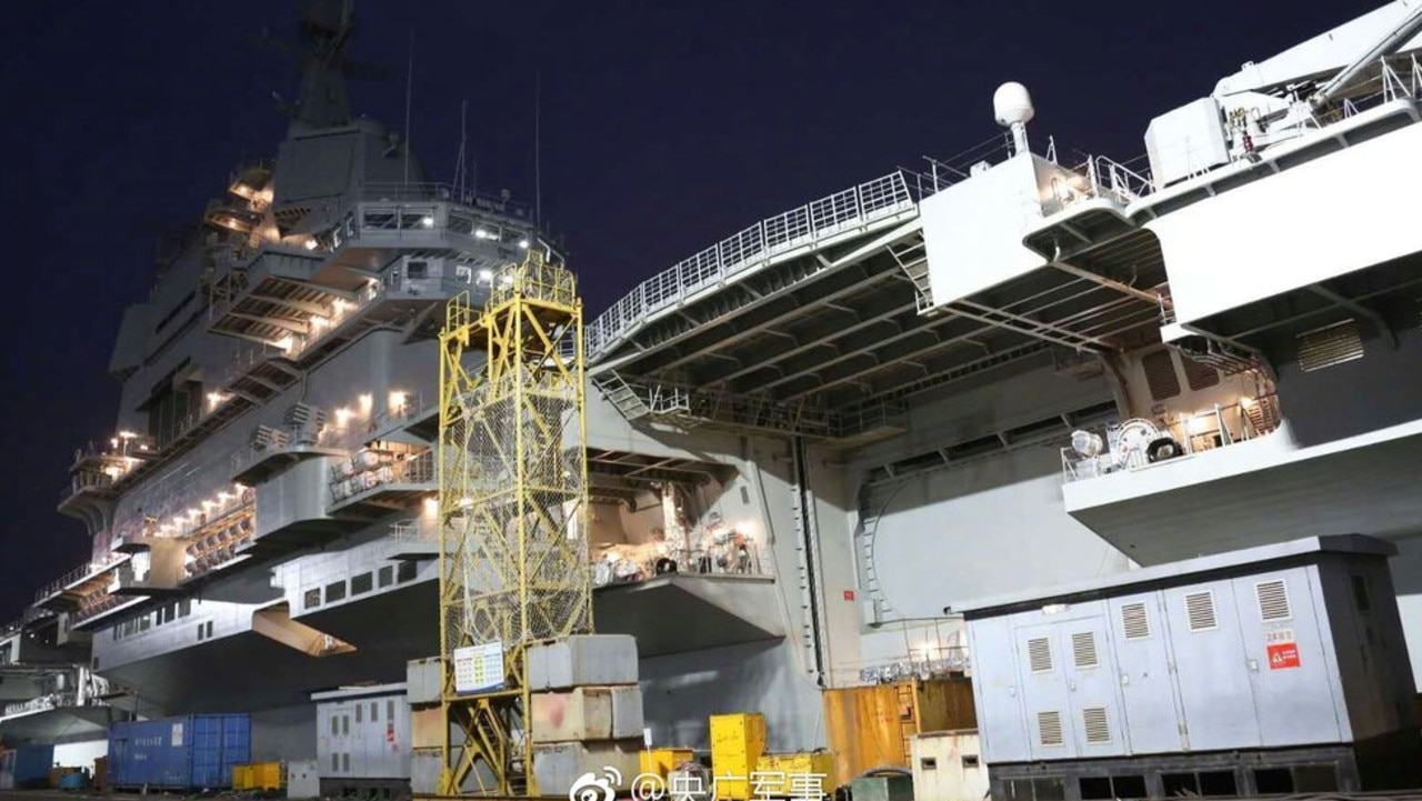 Type 001A undergoes preparations shortly before setting out to sea for trials in May.