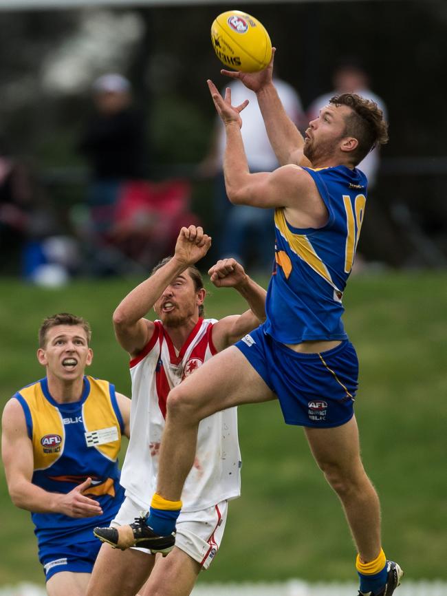 Jack Dimery flying high to mark for East Coast Eagles.