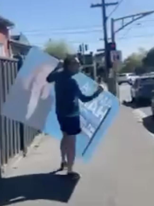 Monique Ryan's husband apologised for tearing down a Liberal candidate’s signage. Picture: Supplied