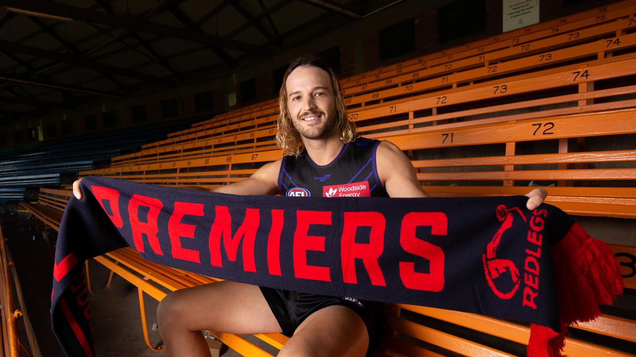 Fremantle AFL footballer, James Aish at the Norwood Football Club. Picture: Ben Clark