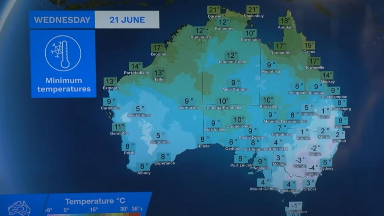 Australia weather forecast Sydney freezes through subzero morning
