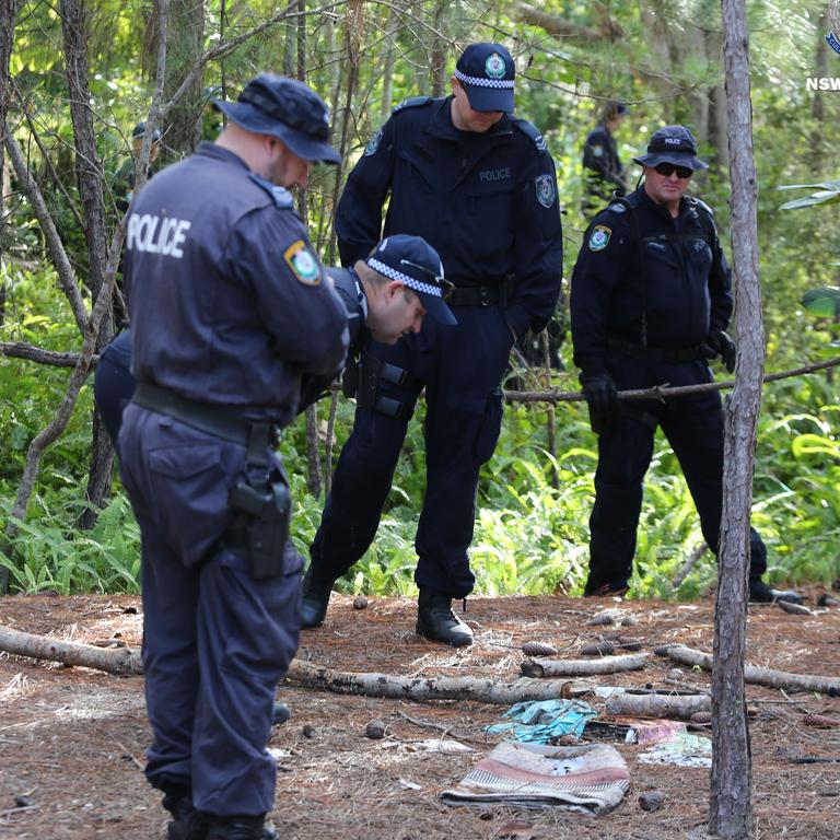 Police searching the bushland off Tallow Beach Rd. Picture: NSW Police