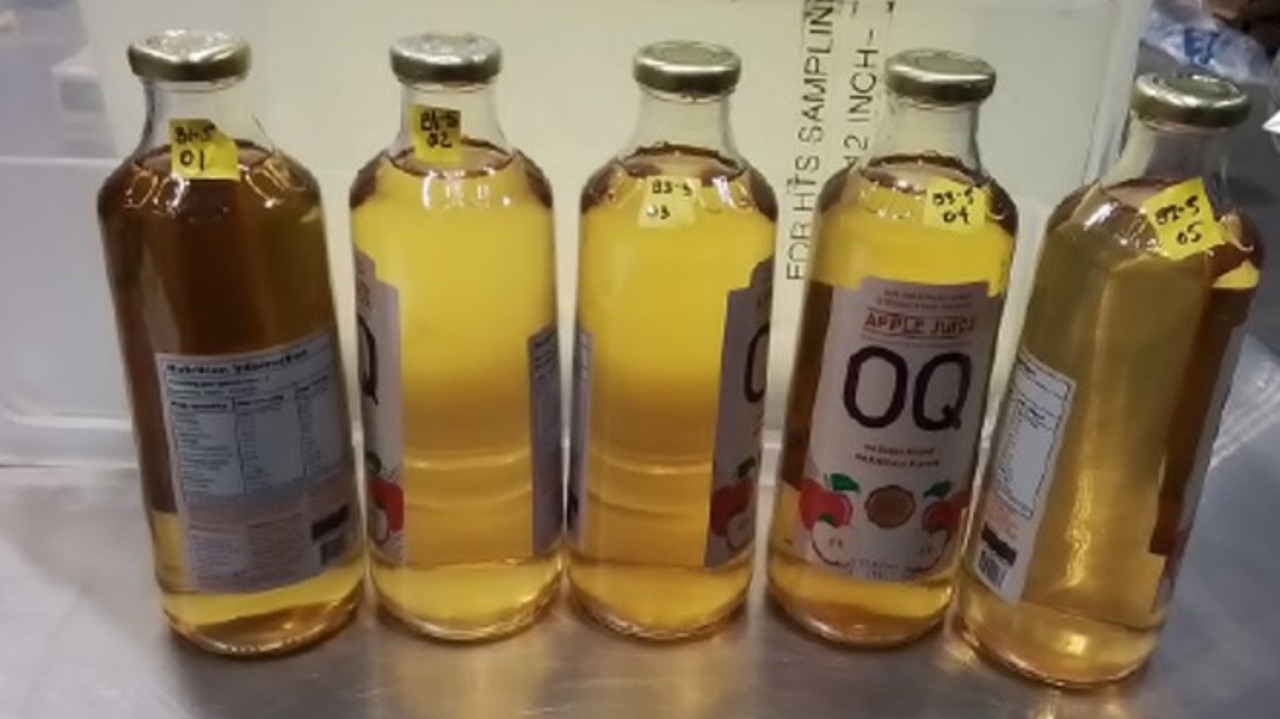 Concerning find in juice bottles